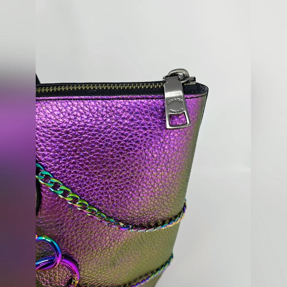 RARE! Bespoke Coach Hologram Oil Slick Taylor Tote & Wallet Set w/ Rexy Charm - Picture 11 of 17